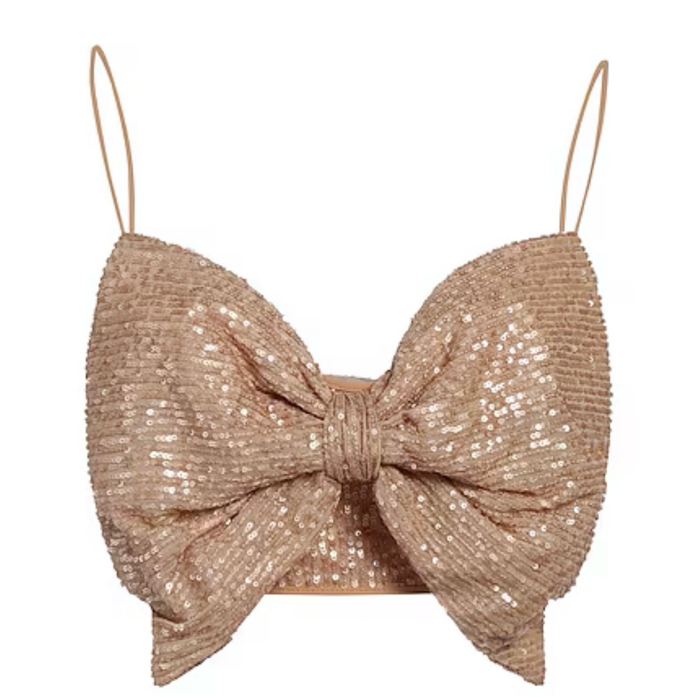 Elisabetta Franchi Sequin Bow Tank Top - Gold